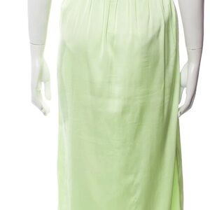 LoveShackFancy Green Smocked Midi Skirt
